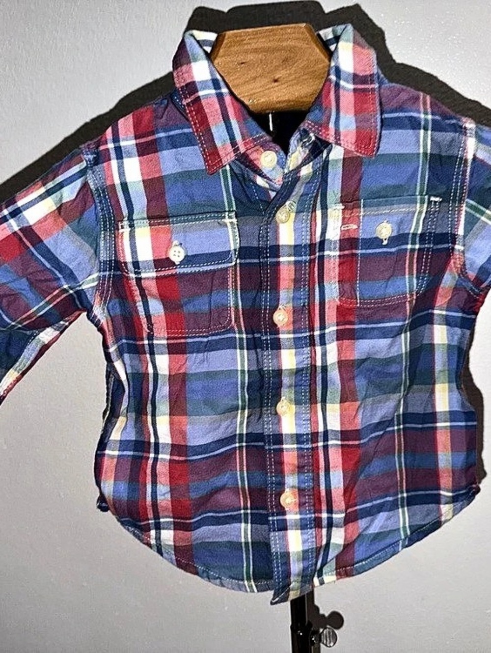 Polo by Ralph Lauren Plaid Button Down Shirt Blue & Red Size 12M
